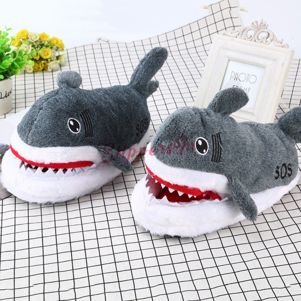 Shark Animal Slippers for Adults Grey Cartoon Slippers