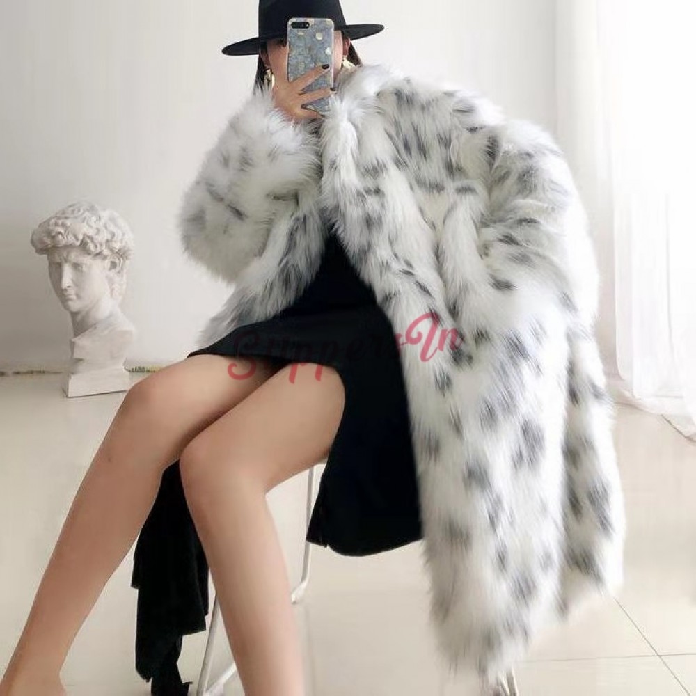 Fluffy Faux Fur Coat for Women Cheetah Print Furry Outerwear