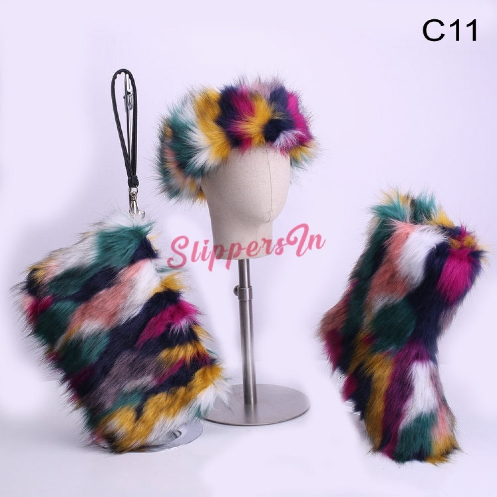 Badu DIY 12pcs Mix Colors Faux Fox Fur Fluffy Pompom Ball for Hats Shoes Scarves Bag Charms 