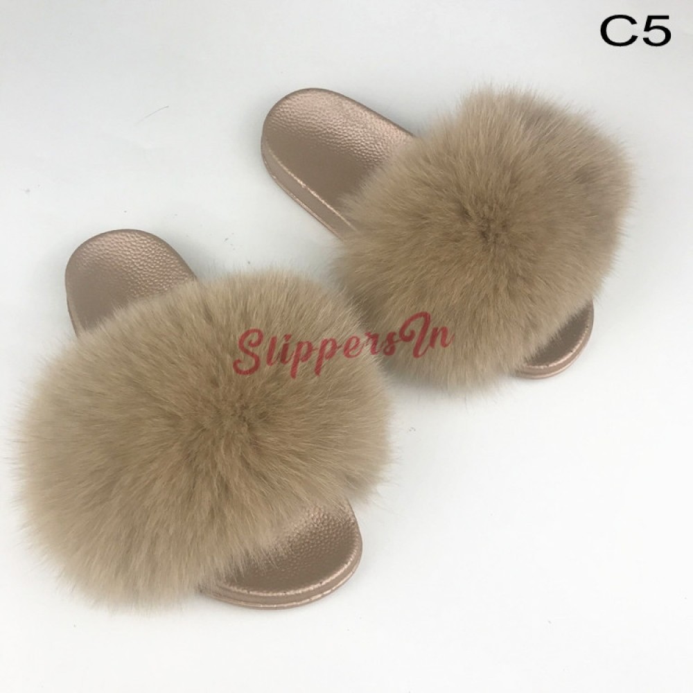 2019 Fox Fur Slide for Women Cut Slippers Fluffy Sliders Plush Furry Summer Flats Sweet Ladies Shoes Big Size 36-45,See as pic,12