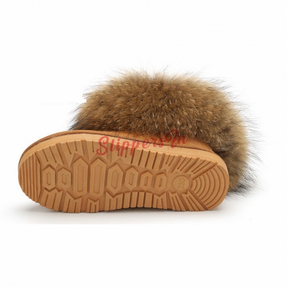 Details about   Fur Boots For Women Russian Style Unty Natural Fox Fur Suede Black Brown 