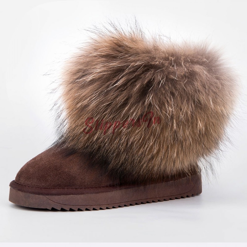 Suede Boots with Fur Toppers Winter Ankle Booties for Women