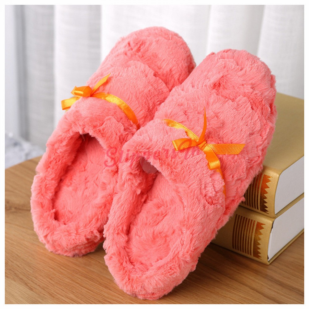 Womens Plush Slide Pink House Fuzzy Slipper Clog with Memory Foam