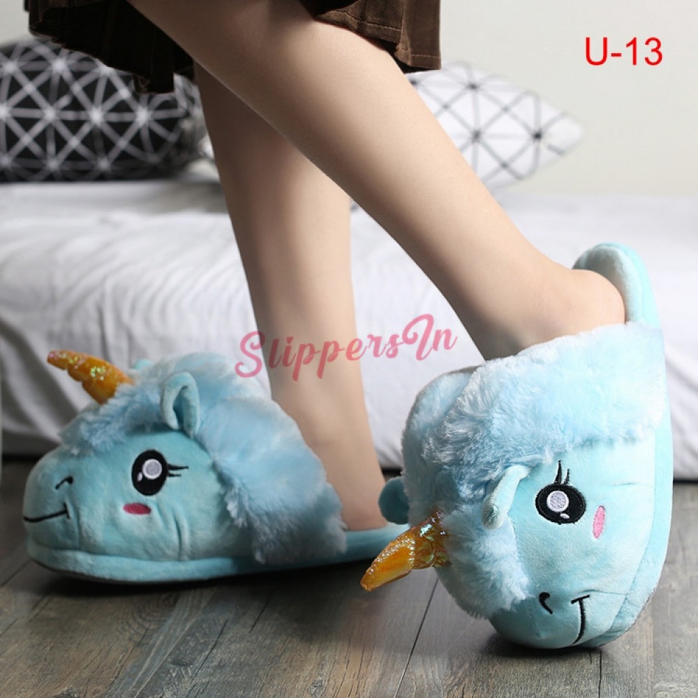 Girls Unicorn Enchanting Novelty Slippers Non-Slip Sole Soft Warm Comfortable Cu 