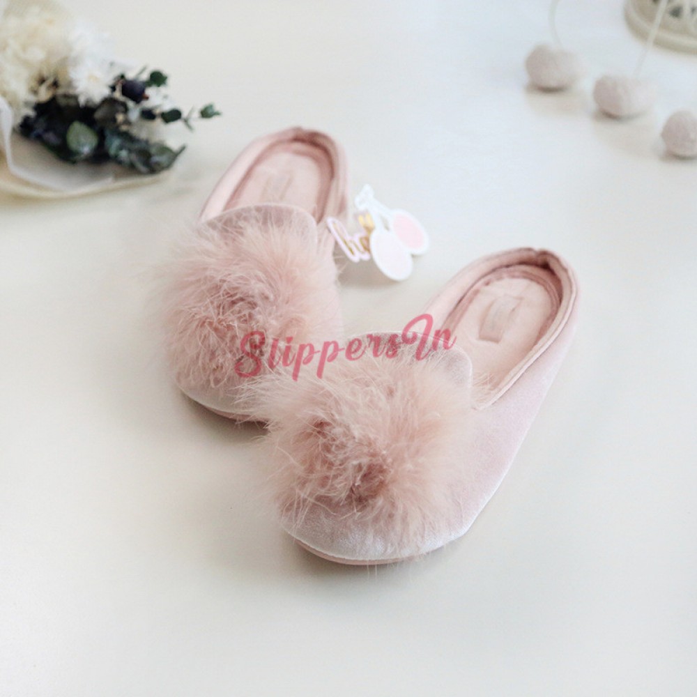 Pink Pom Pom Slippers – Wildflowers