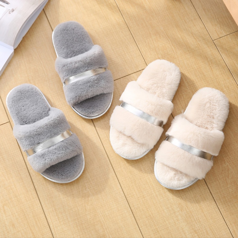 Fluffy Womens Open Toe Warm House Slippers