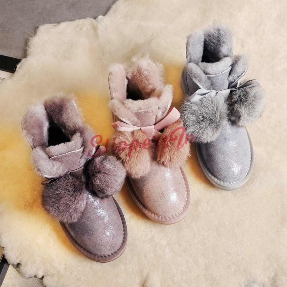 ALLAK Womens Pom Pom Winter Snow Boots
