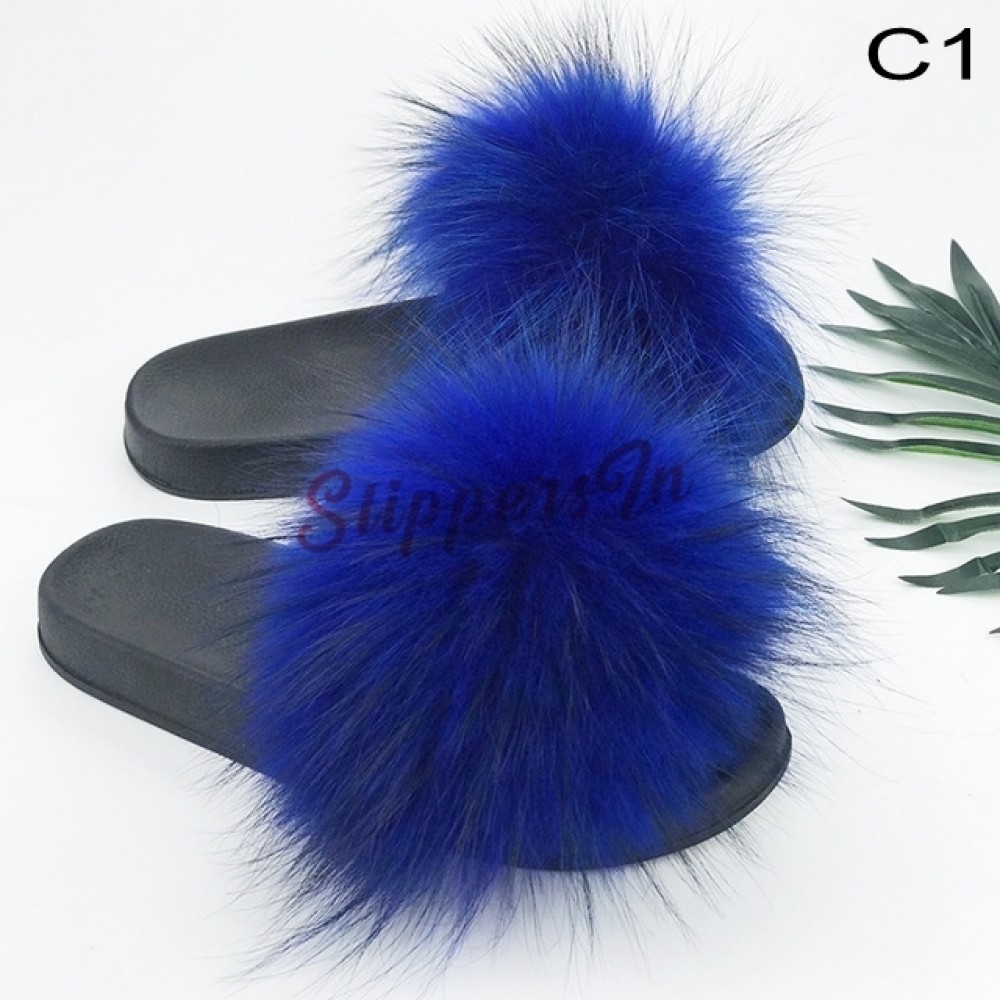 Royal Fur Slides Summer Women's Furry Slides