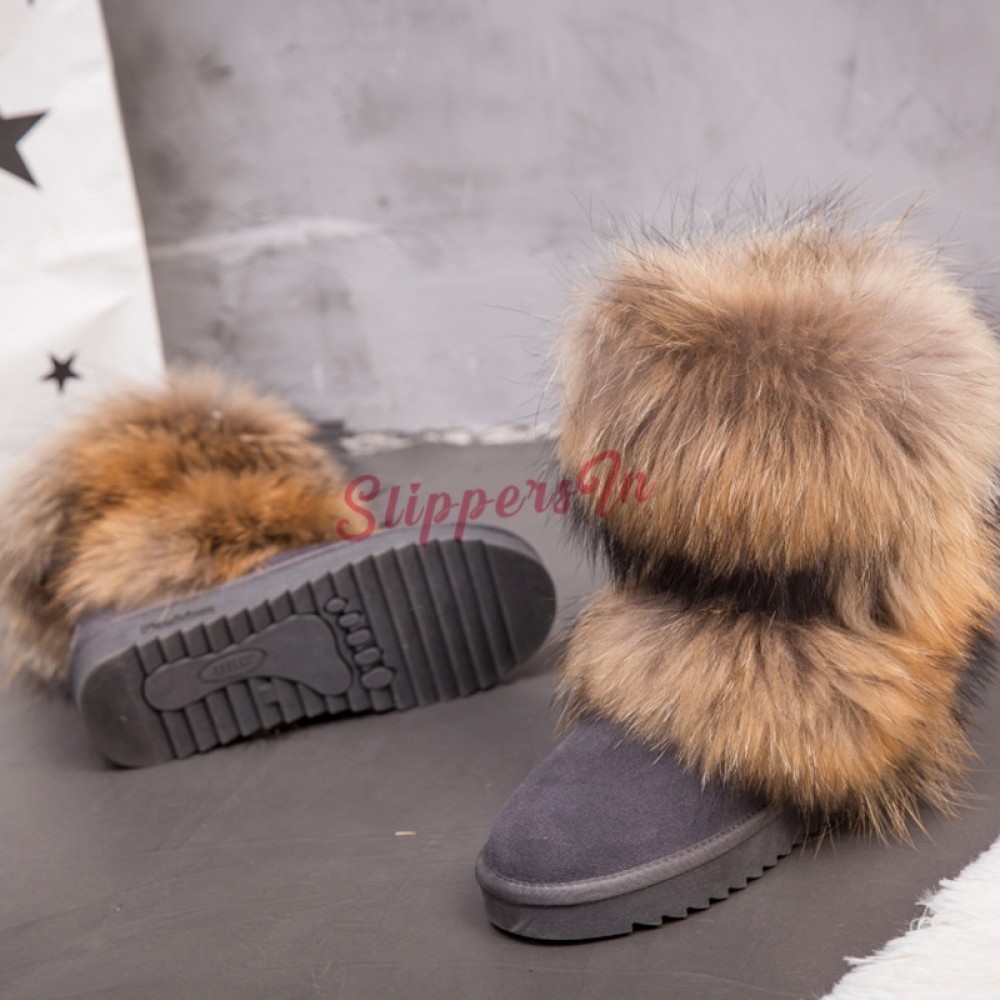 Luxury Short Fluffy Fur Boots Women's Suede Ankle Boots