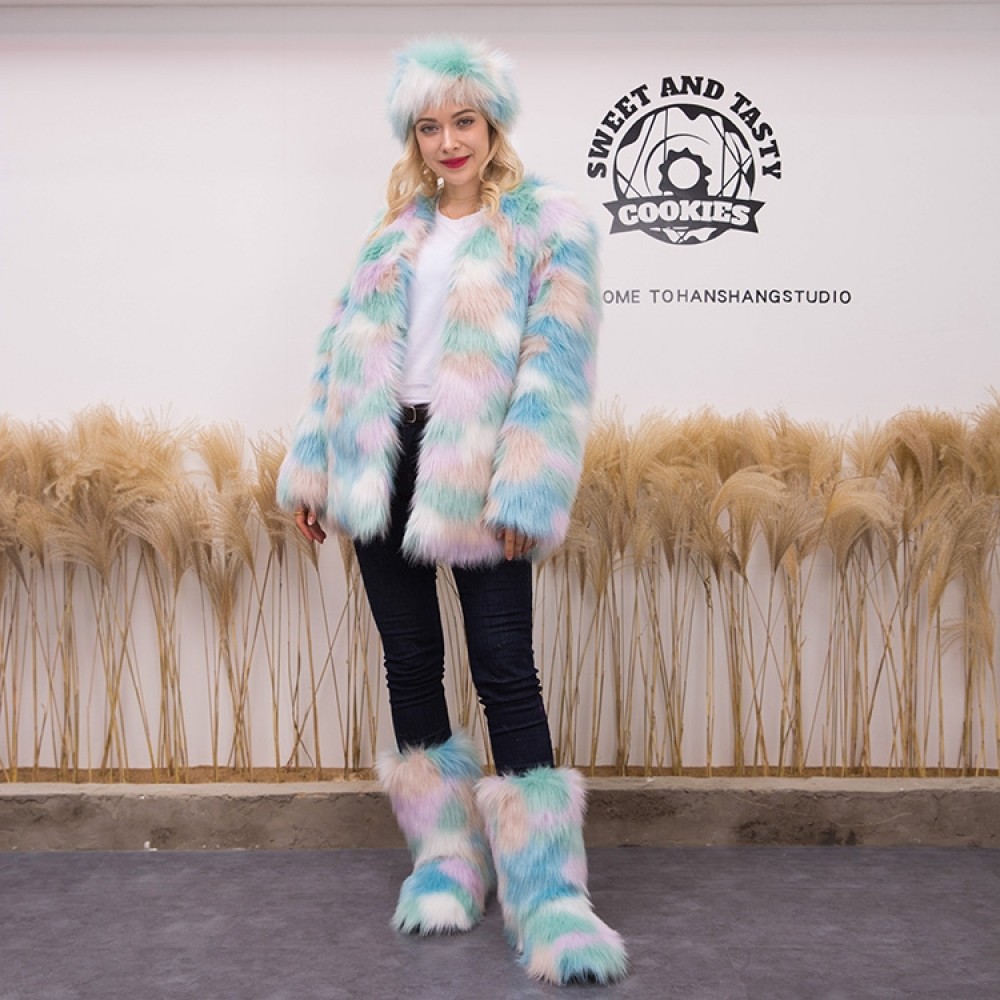 Dear Baby Gear Animal and Outfit Collection Mix And Match Pink Boots with Faux Fur Outift Only