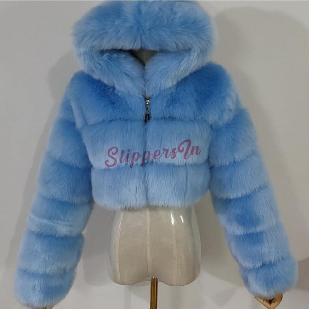 TIMEMEAN Womens Coats Fuzzy Fleece Faux Fur Hooded Zipper Open Front Fluffy Winter Jacket Outwear
