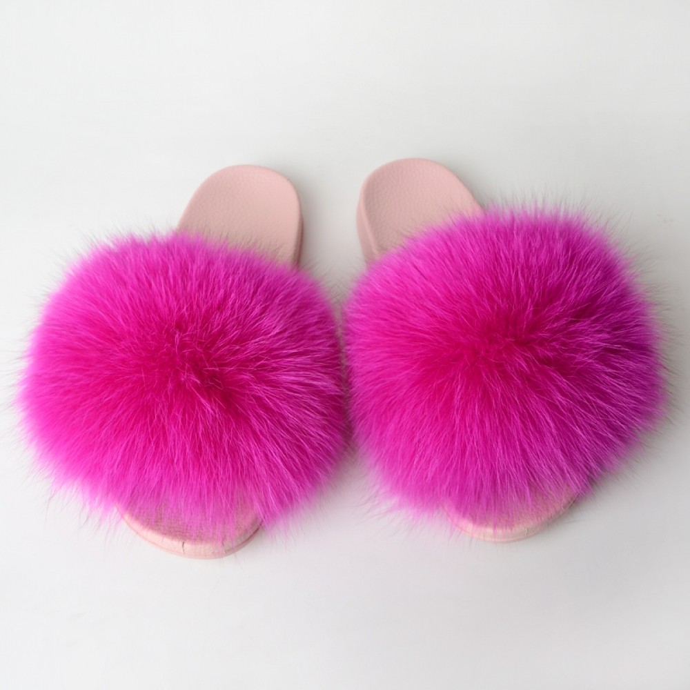 fur slippers pink