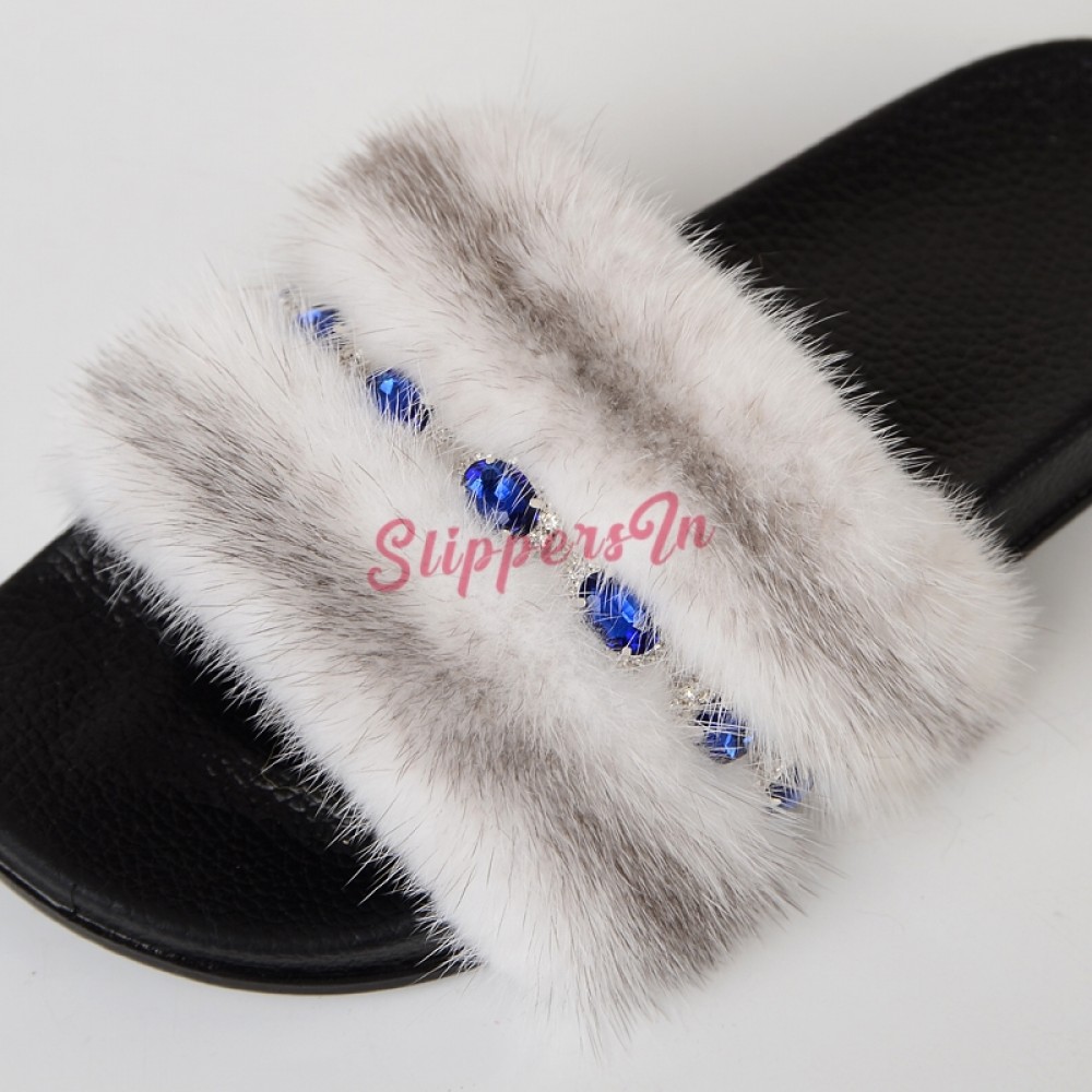 FurinFashion RHS-11 Real Mink Fur Slippers For Women Girls Ladies Woman's  Outdoor Genuine Mink Furry Slides Footwear Shoes Sliders Sandals Customized