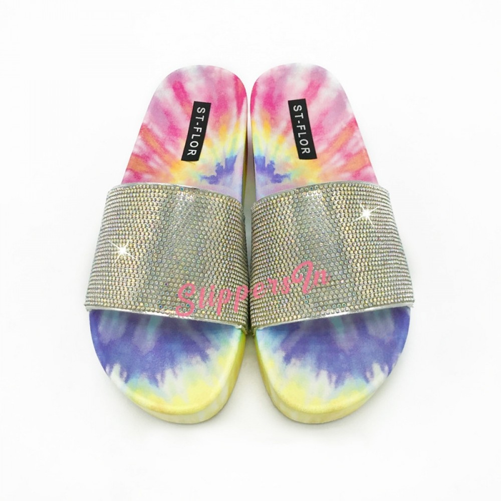 Women's Slide Sandals Dye Sun Flowers Platform Slippers