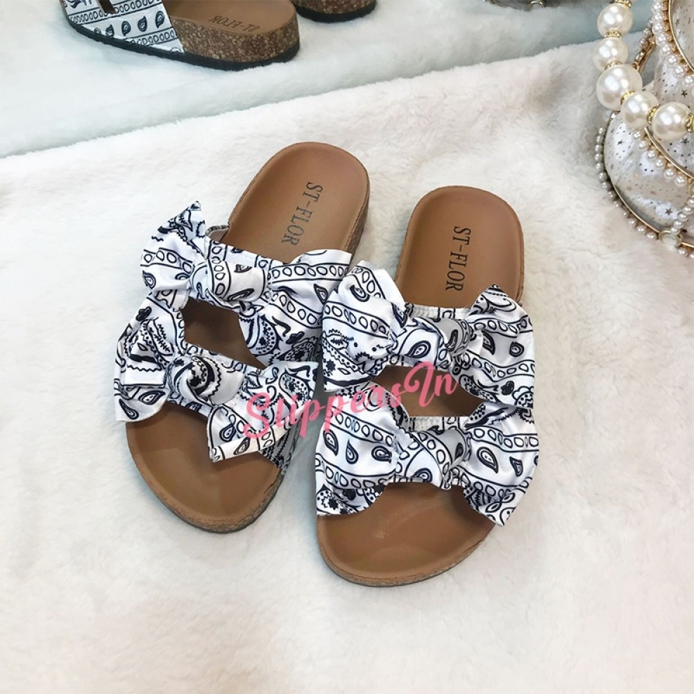 Women's Bowtie Sandals Floral Printed Slippers