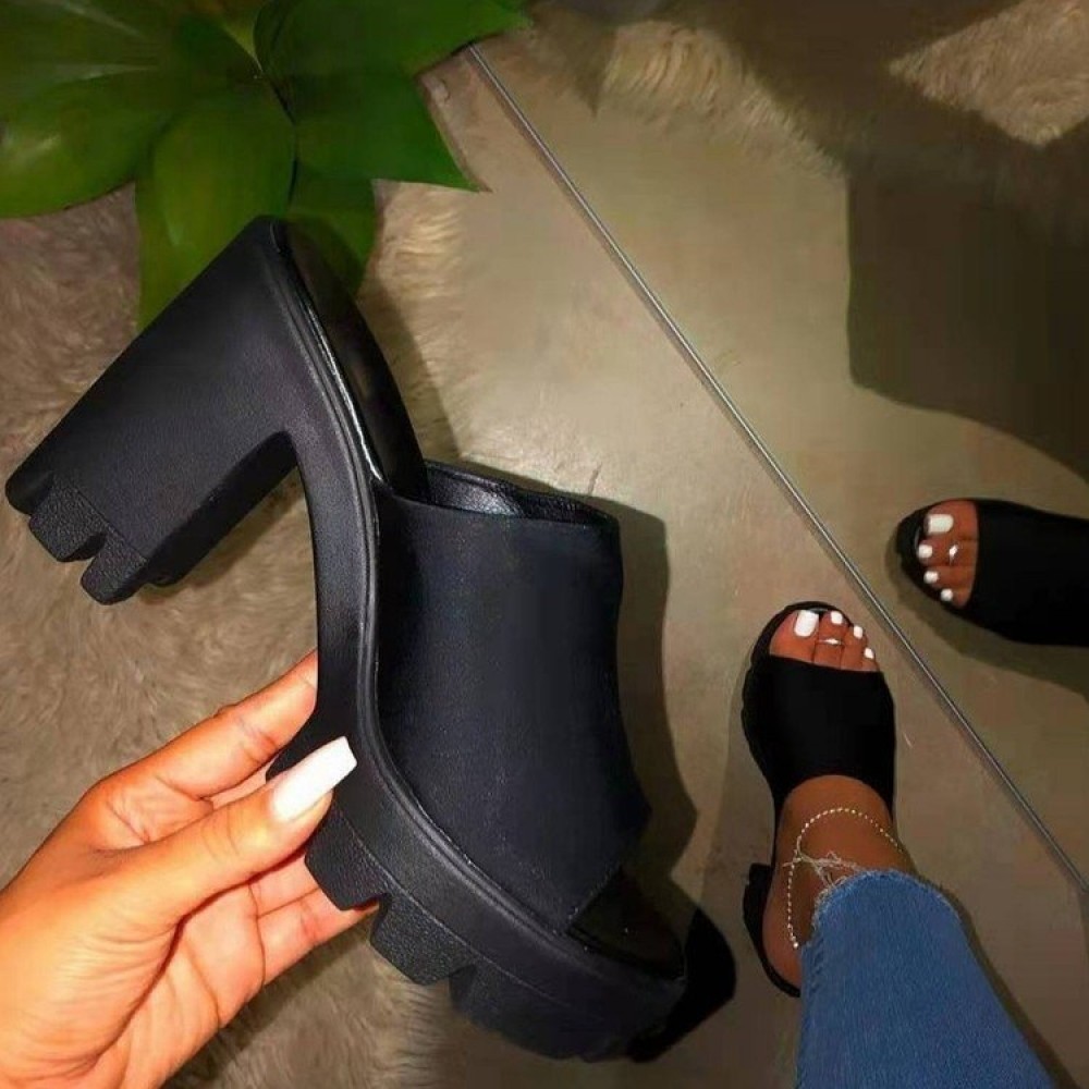 Womens Strappy Slippers Platform Open Toe Sandal Mule High Heel Shoes