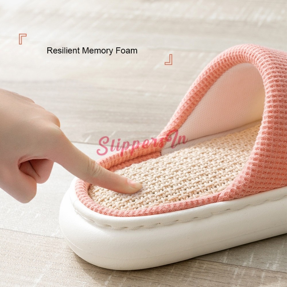 Bedroom Slippers for Women Open Toe Linen House Slippers