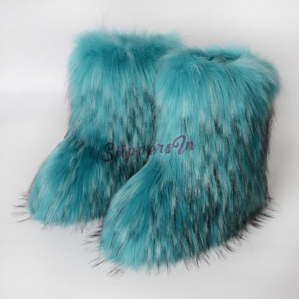 Women's Fur Boots Winter Warm Fluffy Booties