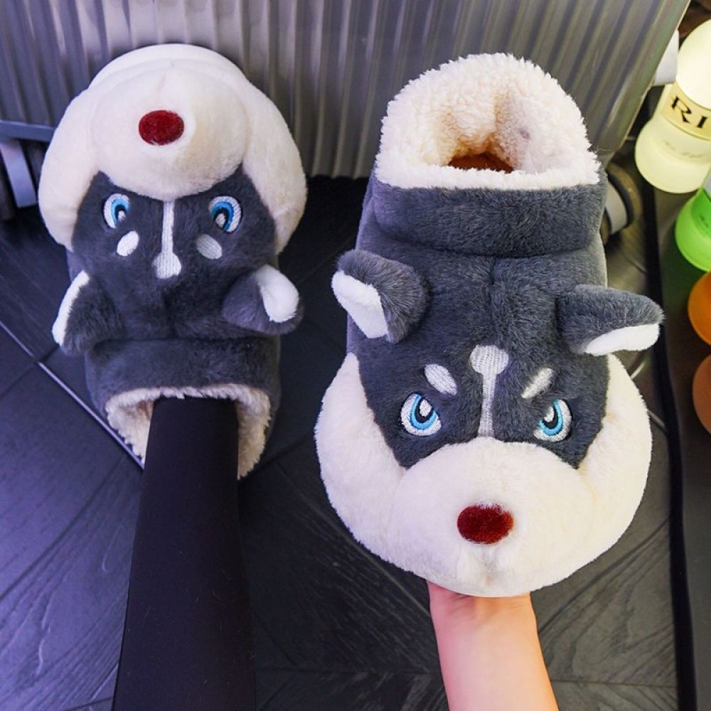 Husky Dog Slippers Winter Warm House Adults
