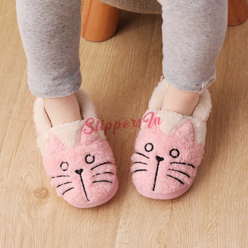 Girls Toddler Cat Kitten Slippers 4 5 6 7 8 9 10 Shoe size Hook & loop Closure 