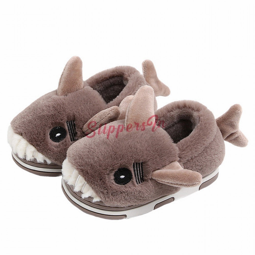 Kids Toddler Shark Slippers Boys Girls Warm Cute Home Slippers Cartoon Slippers Soft Sole Winter Indoor House Slippers