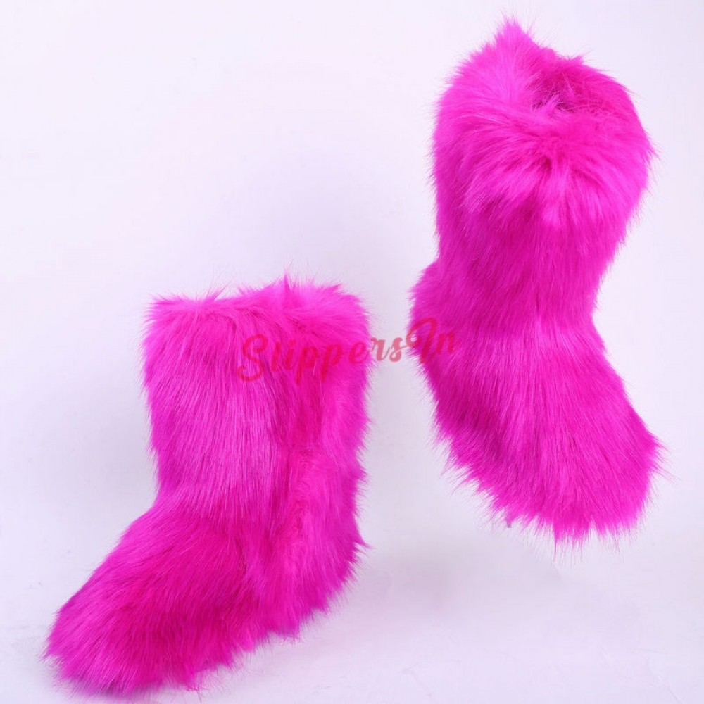 Winter Warm Kids Girls Toddler Faux Fox Fur Casual Ankle Snow Boots Party Shoes 