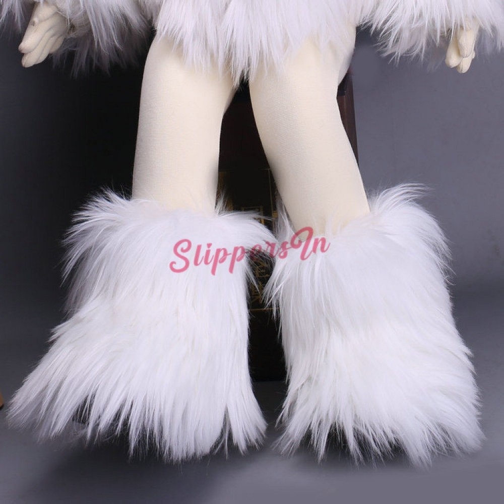 New Toddler Beige Girls Fluffy Fur Dressing Winter Boots Shoes Size 1 