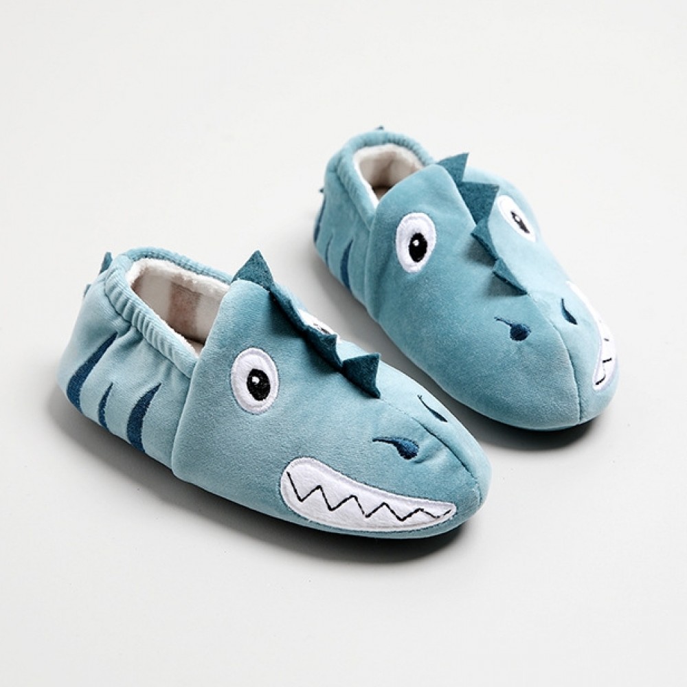Tirzrro Little Kids Warm Plush Dinosaur Slippers Hard Sole Indoor Outdoor Slip On Shoes