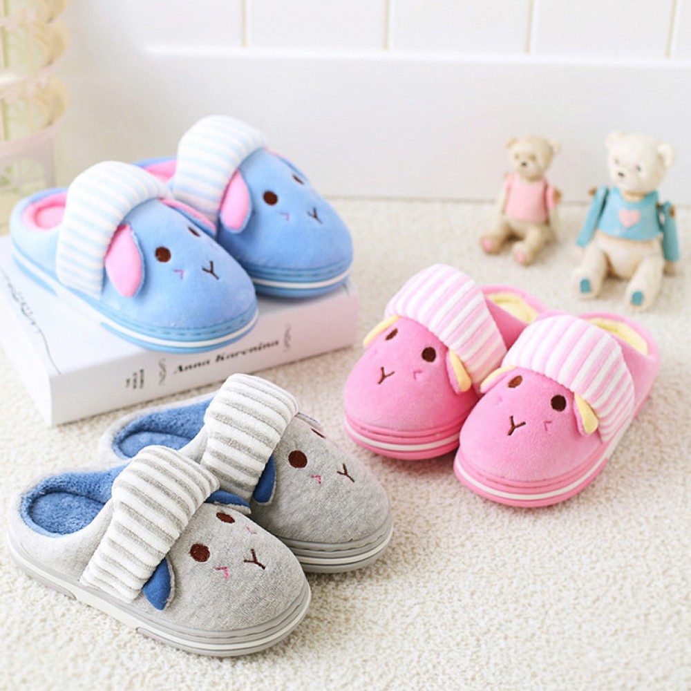 Kids Slippers with Rubber Sole Puppy Dog for Boys Girls Winter 