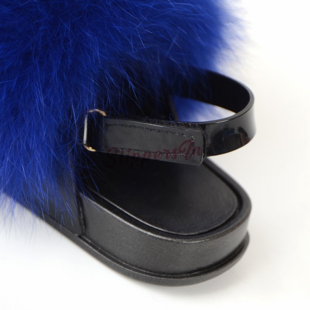  COOLSA Toddler Fur Slides with Back Strap Kid's Furry Stylish  Slippers Girl's Fluffy Fur Sandals Children's Flat PVC Soles Outdoor Open