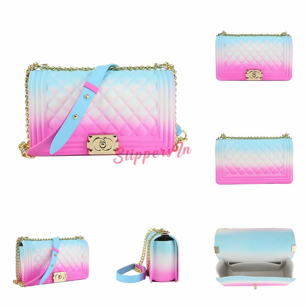 Rainbow Jelly Shoulder Bag for Women V Pattern Large (5 colors) BB 55-1