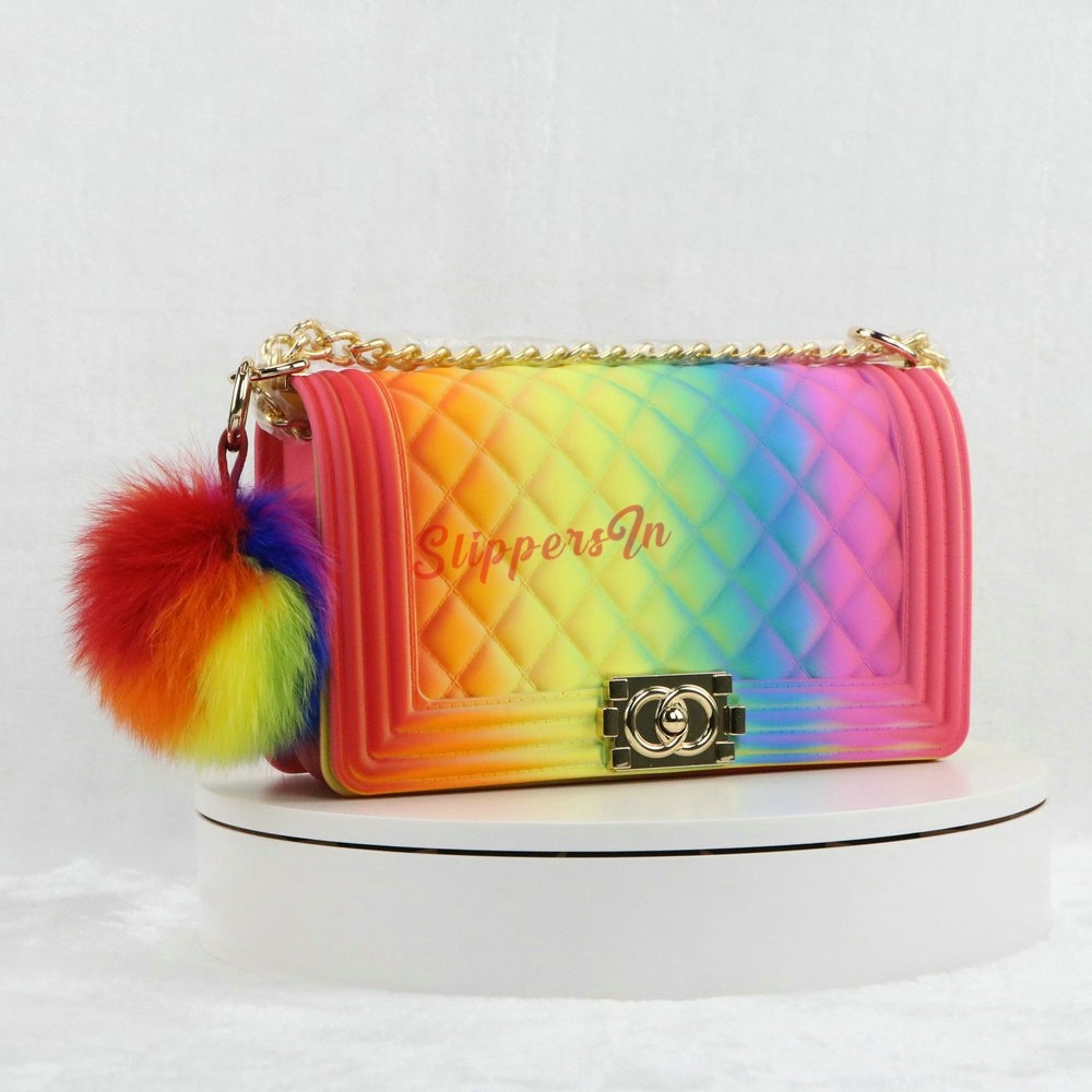 Pastel Rainbow Quilted Handbags w/Versatile Golden Chain Straps – Aura In  Pink Inc.