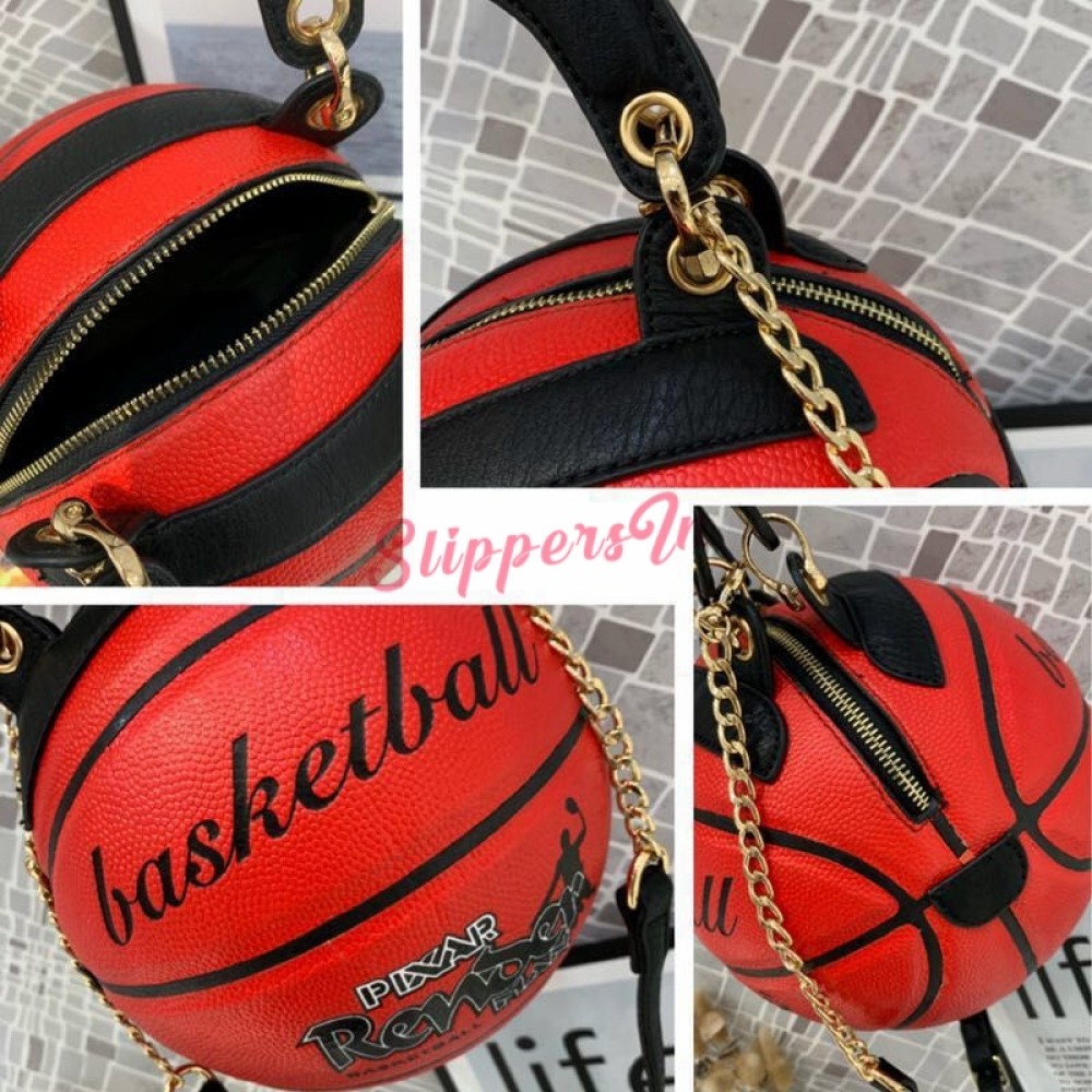Brown Pu Leather Popchie Basketball Shape Bag, For Casual Wear, 280