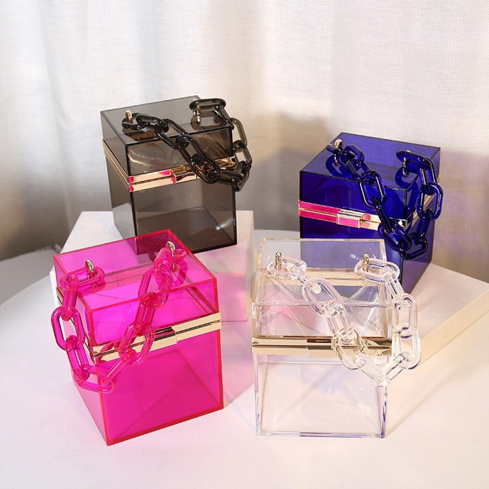 Clear Acrylic Box Handbags Mini Chain Crossbody Bag Square - Temu