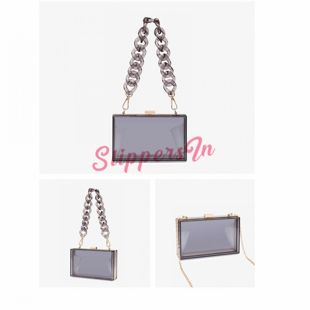 Female Bag Polygonal Small Box Handbag Acrylic Transparent Box Bag