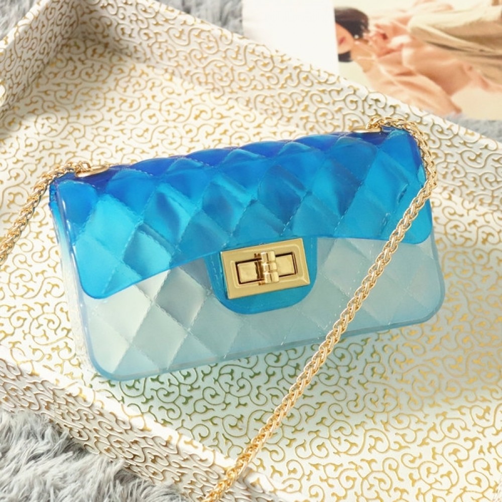 Blue Clear Jelly Purse Medium Quilted Flap Bag
