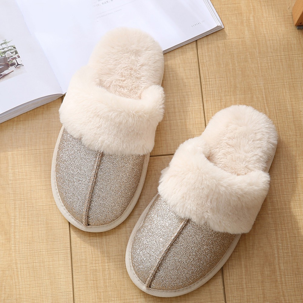 Shiny Scuffette Slippers for and Girls Warm Plush Slippers
