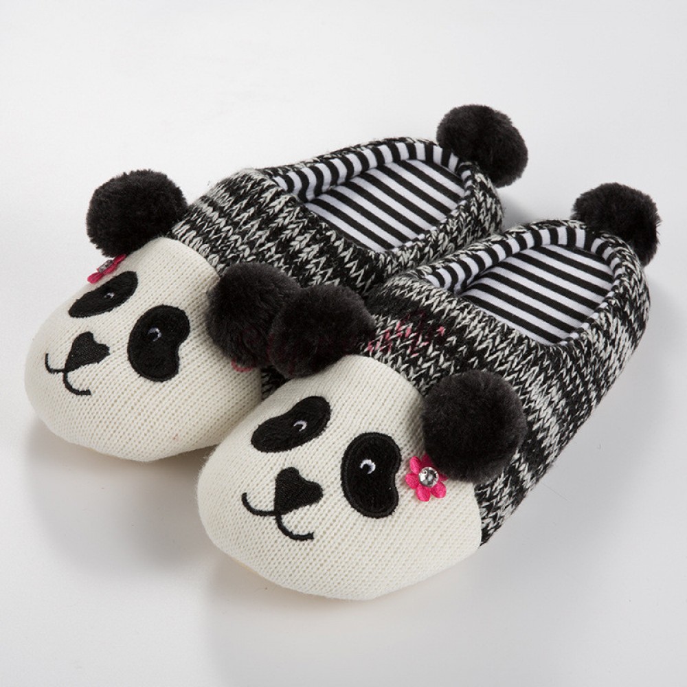 Hubert Hudson Tage med Meget Womens Panda Animal Slippers Knit Mother and Daughter's Scuffs