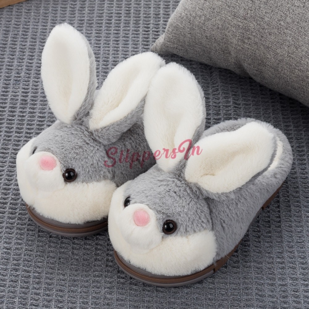 Girls Bunny Design Slippers Open Toe Mules Slip On Rabbit Ears Childrens Kids