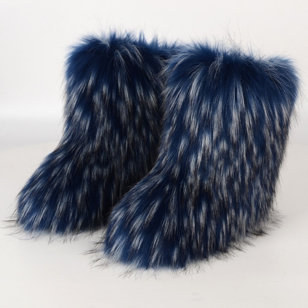 Women's Fur Boots Winter Warm Fluffy Booties