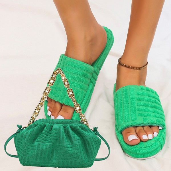 Matching Towel Slides and Clutch Bag Set for Women