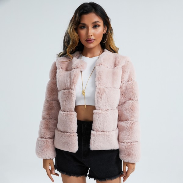 Bubble Faux Fur Jacket Women's Short Furry Outerwear