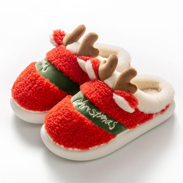 Christmas Reindeer Slippers Women's Cushioned Fuzzy House Shoes