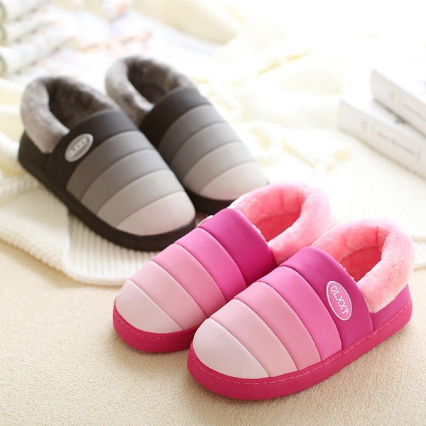 Rainbow Plush House Shoes for Women and Men Warm Slippers