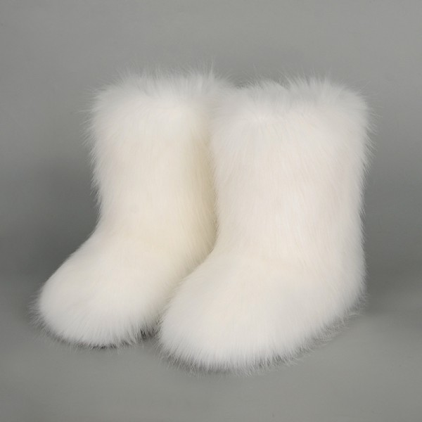 Faux Fur Boots Winter Fluffy Flat Booties for Women