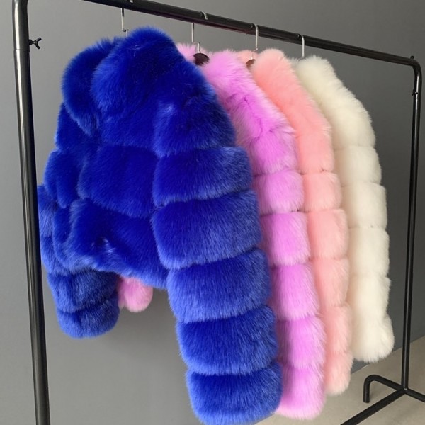 Faux Fur Cropped Jacket Winter Furry Outerwear for Women