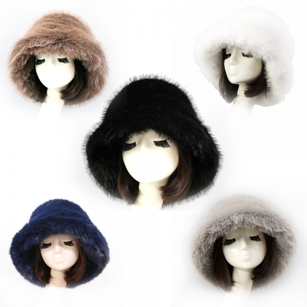 Faux Fur Hat in Solid Color for Women