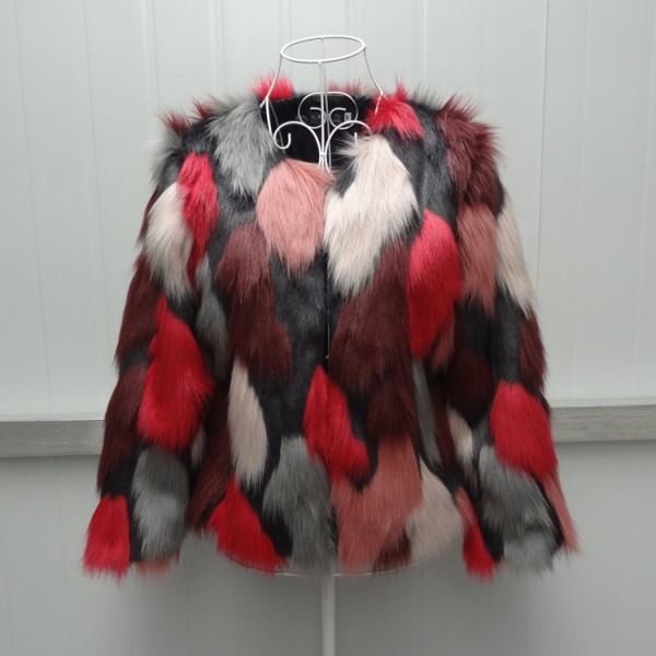 Faux Fur Jacket Women's Short Multi-Color Coat
