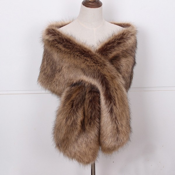 Women's Faux Fur Shawl Furry Stole