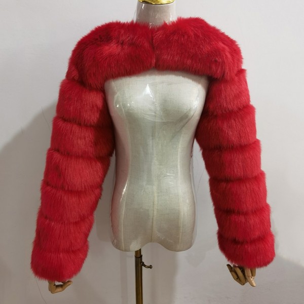 Fluffy Red Faux Fur Sleeves for Women
